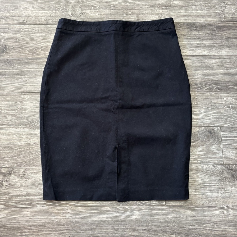 BANANA REPUBLIC Black Straight Pencil Zip Dressy Slit‎ Skirt SZ 10 Office Career